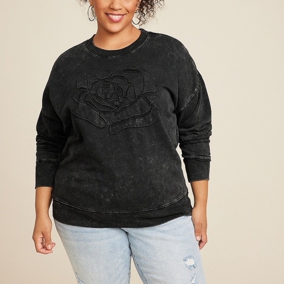 Maurices Sweaters - Maurices Black Sweater with Rose Design